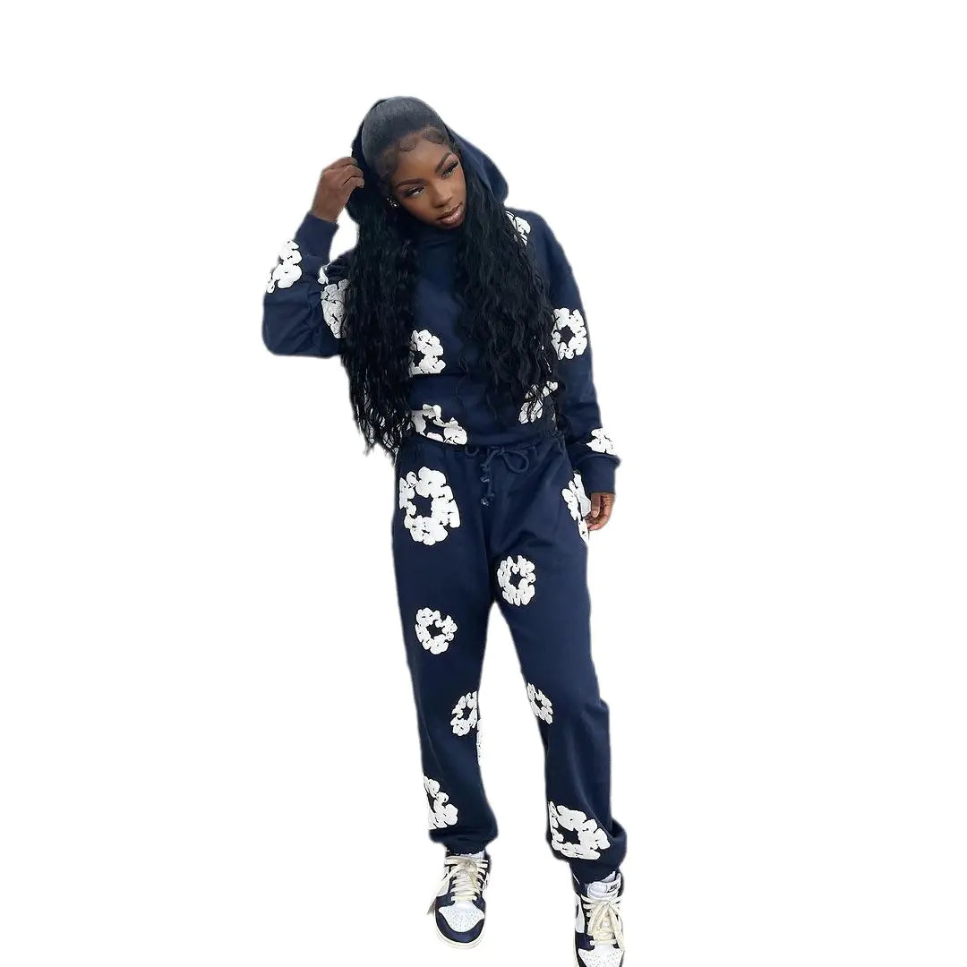 Fall Winter Floral Sweatshirt Set