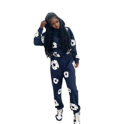 Fall Winter Floral Sweatshirt Set