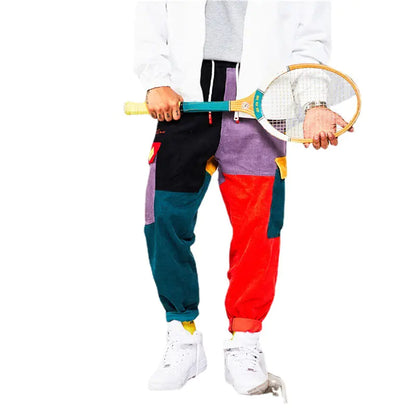 Fashion Men’s Corduroy Patchwork Denim Pants (Plus Size)