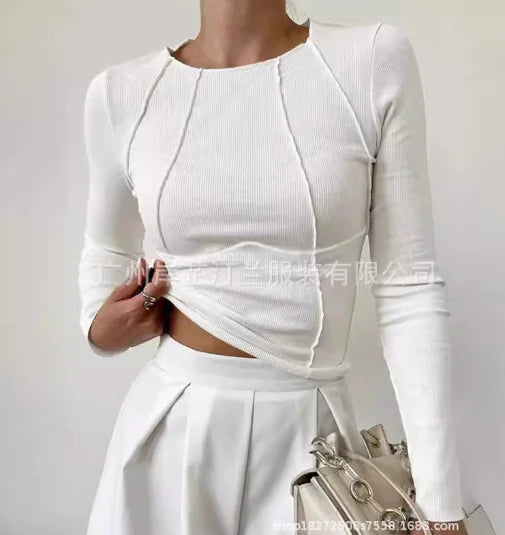 HEIDI Long Sleeve Solid Color T-Shirt (One Piece)