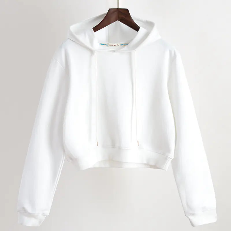 High Waist White Hoodie for Women