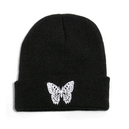 Winter Knit Beanie with Butterfly Embroidery for All