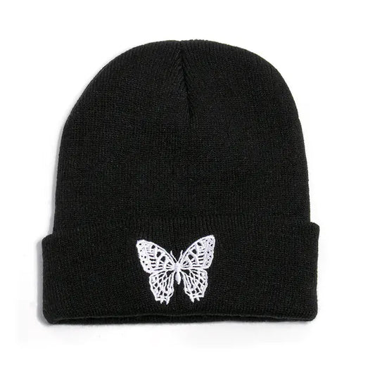 Winter Knit Beanie with Butterfly Embroidery for All