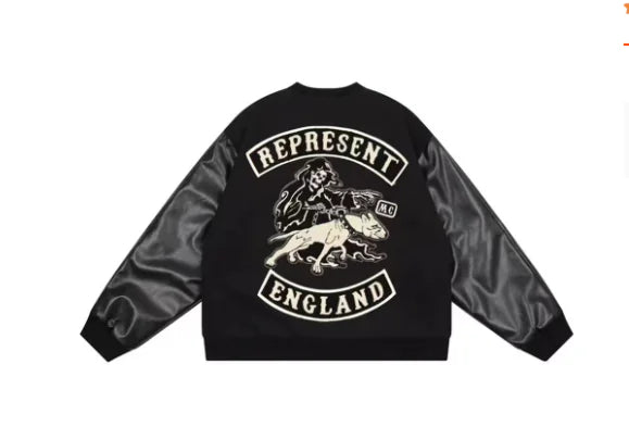 Wukong Monkey Men's Skull Embroidered Flight Jacket