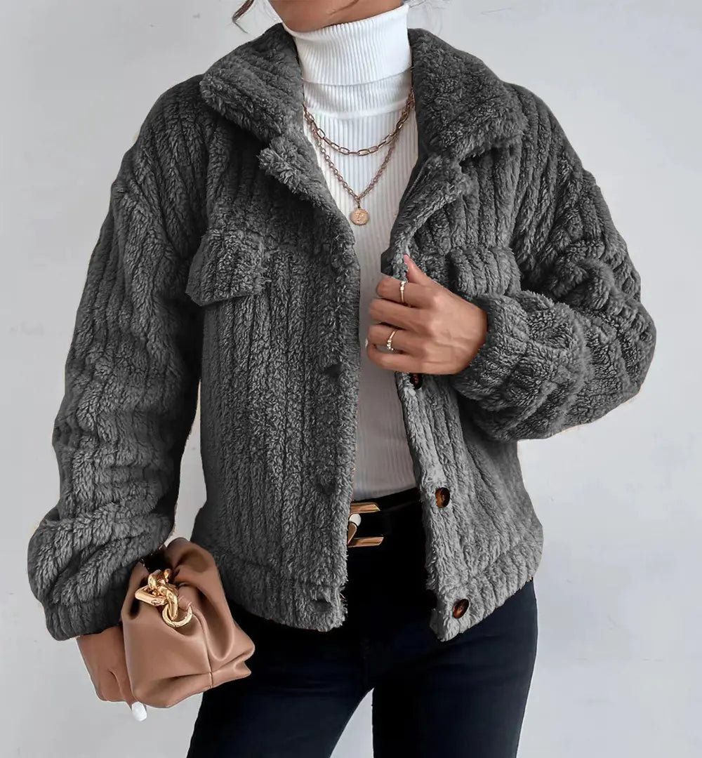 2023 Fall Winter Women's Plush Jacket with Collar