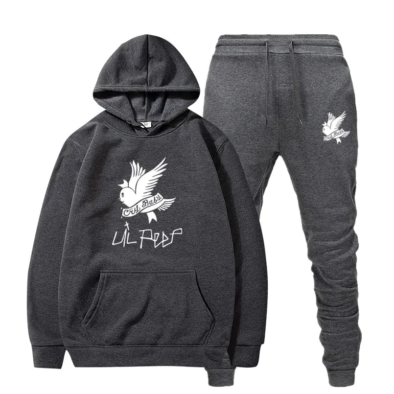 Crying Swallow Printed Hoodie and Sweatpants Set