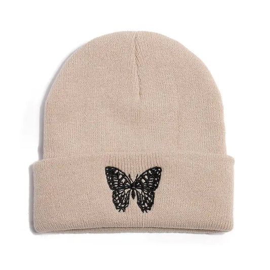 Winter Knit Beanie with Butterfly Embroidery for All
