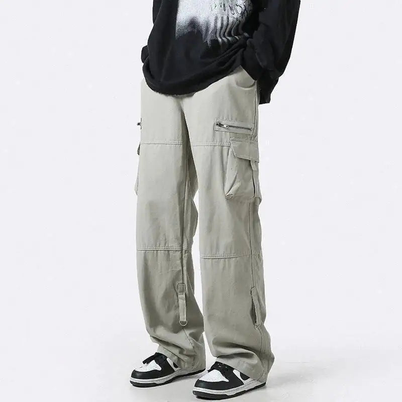 Light Green Multi-Pocket Loose Cargo Pants