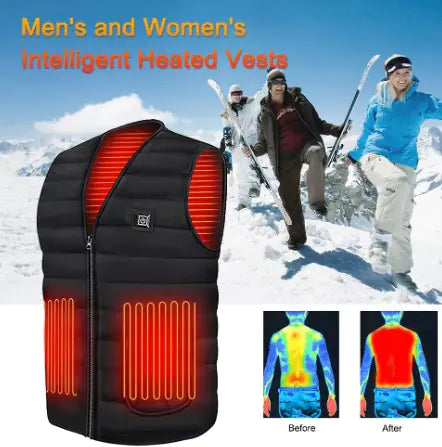 New Retro Outdoor Heated Dual Control Vest, Adjustable Temperature, 16 Heating Zones USB Interface, Outdoor Winter Warmth