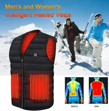 New Retro Outdoor Heated Dual Control Vest, Adjustable Temperature, 16 Heating Zones USB Interface, Outdoor Winter Warmth
