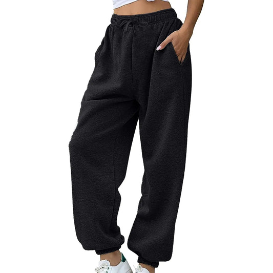 Athletic Joggers Drawstring Waist Pants with Pockets (Black-b M)