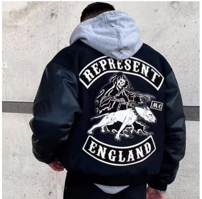 Wukong Monkey Men's Skull Embroidered Flight Jacket