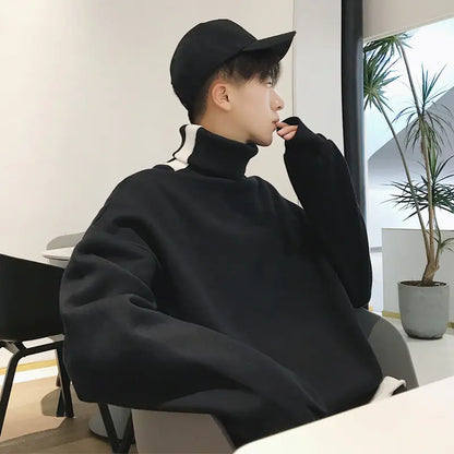 Fleece Lined High Collar Hoodie for Men