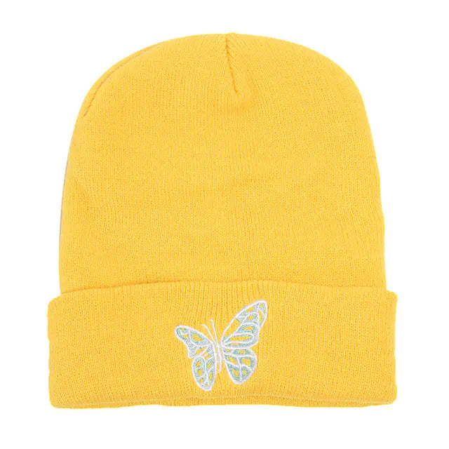 Winter Knit Beanie with Butterfly Embroidery for All