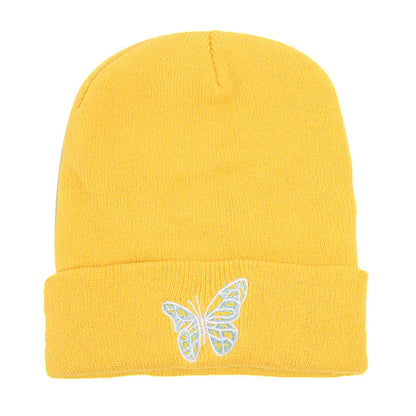 Winter Knit Beanie with Butterfly Embroidery for All