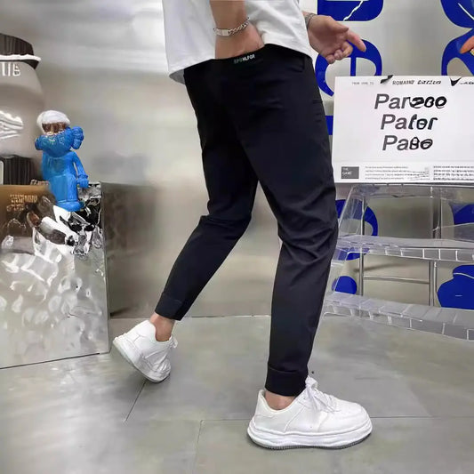 Ice Silk Men’s Casual Pants with Pockets