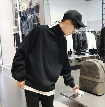 Fleece Lined High Collar Hoodie for Men