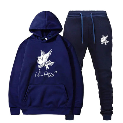 Crying Swallow Printed Hoodie and Sweatpants Set