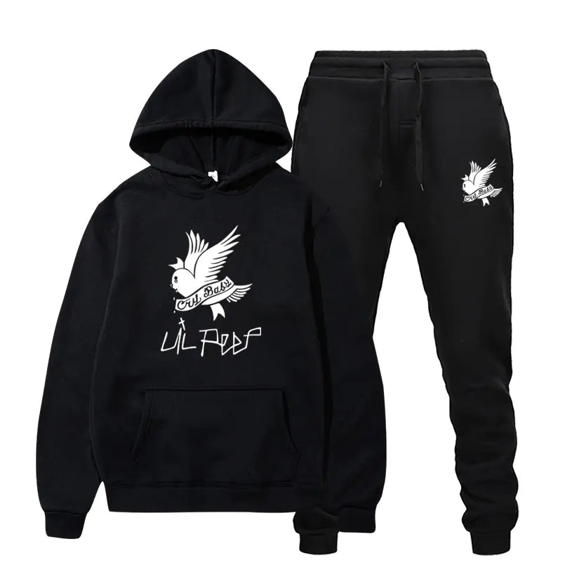 Crying Swallow Printed Hoodie and Sweatpants Set