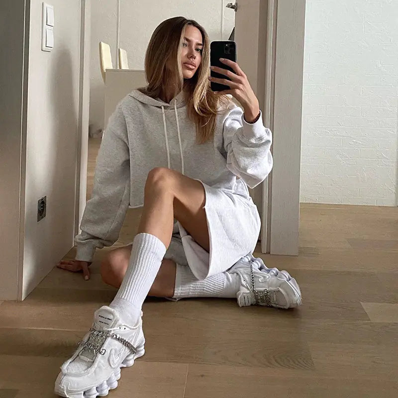 $15 Casual Hoodie and High-Waisted Shorts Set