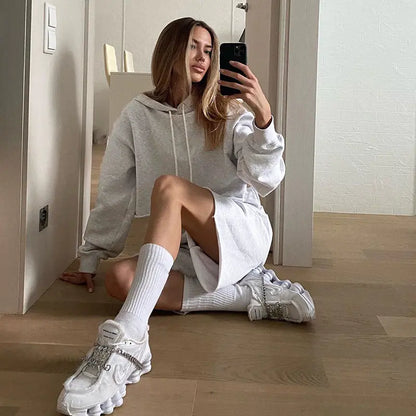 $15 Casual Hoodie and High-Waisted Shorts Set