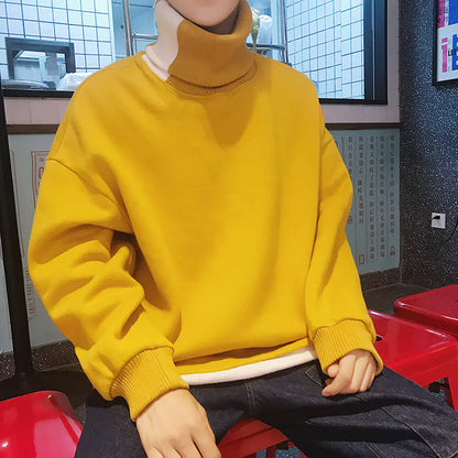 Fleece Lined High Collar Hoodie for Men