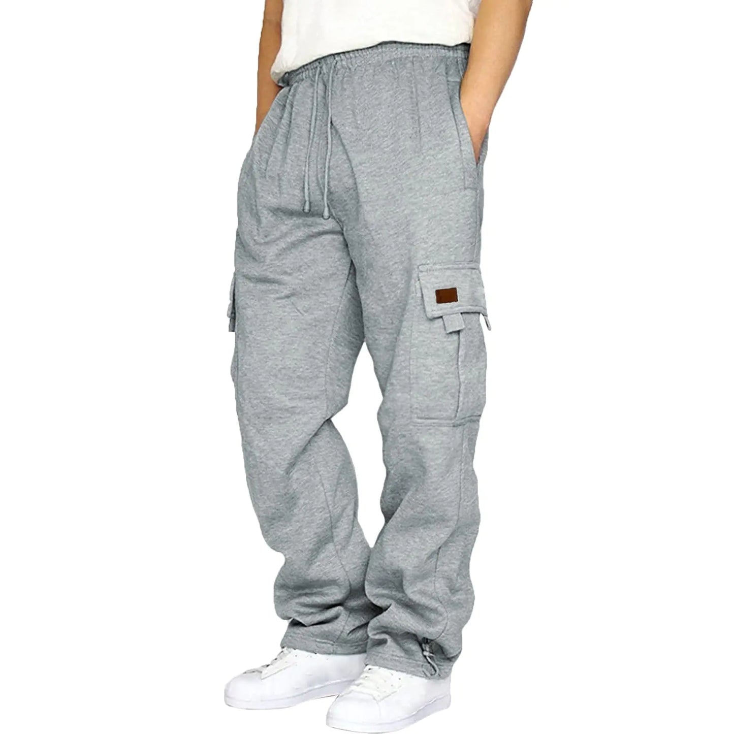 Mens Jogger PantsWomens Prime of Deals TodayMens Heavyweight Fleece Cargo Sweatpants Baggy Loose Drawstring Elastic Waist Athletic Jogger Sweat Pants with Pockets2-Gy23X-Large